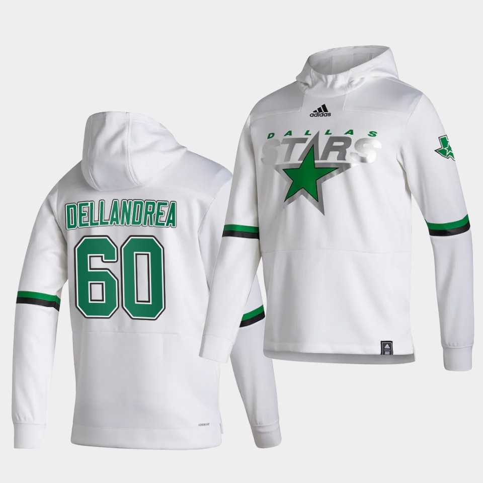 Men Dallas Stars 60 Dellandrea White NHL 2021 Adidas Pullover Hoodie Jersey